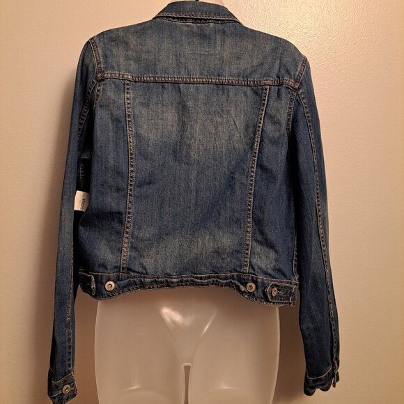 New With Tags Aeropostale Distressed,Cropped,Flannel Lined Denim Jean jacket - Picture 3 of 10